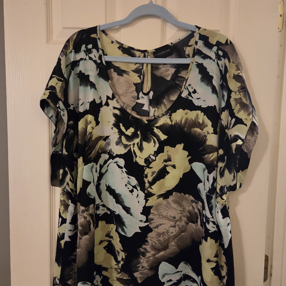 Lane Bryant Elegant Black Floral Blouse